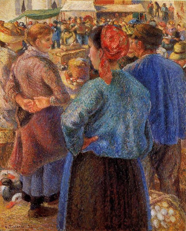 The Poultry Market at Pontoise (1882) - Camille Pissarro Tablo