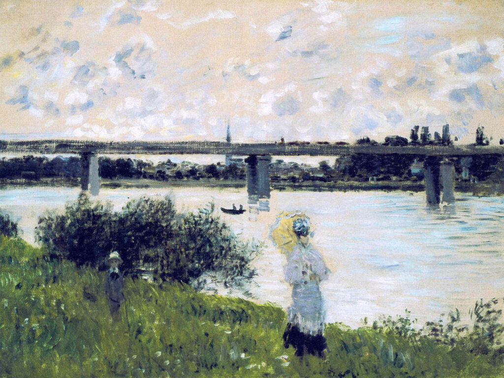 The Promenade near the Bridge of Argenteuil (1874) – Claude Monet Tablo