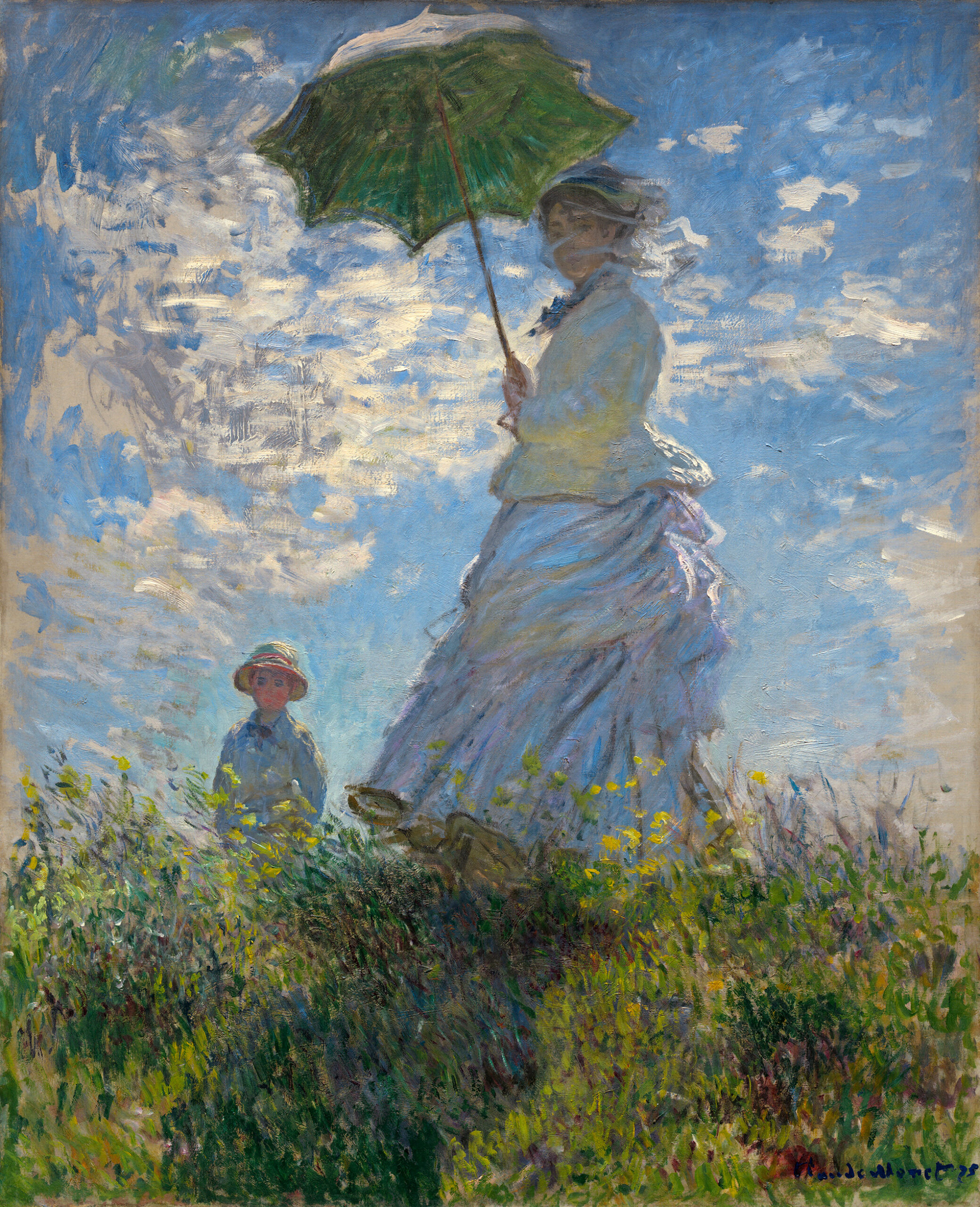 The Promenade, Woman with a Parasol (1875) - Claude Monet Tablo
