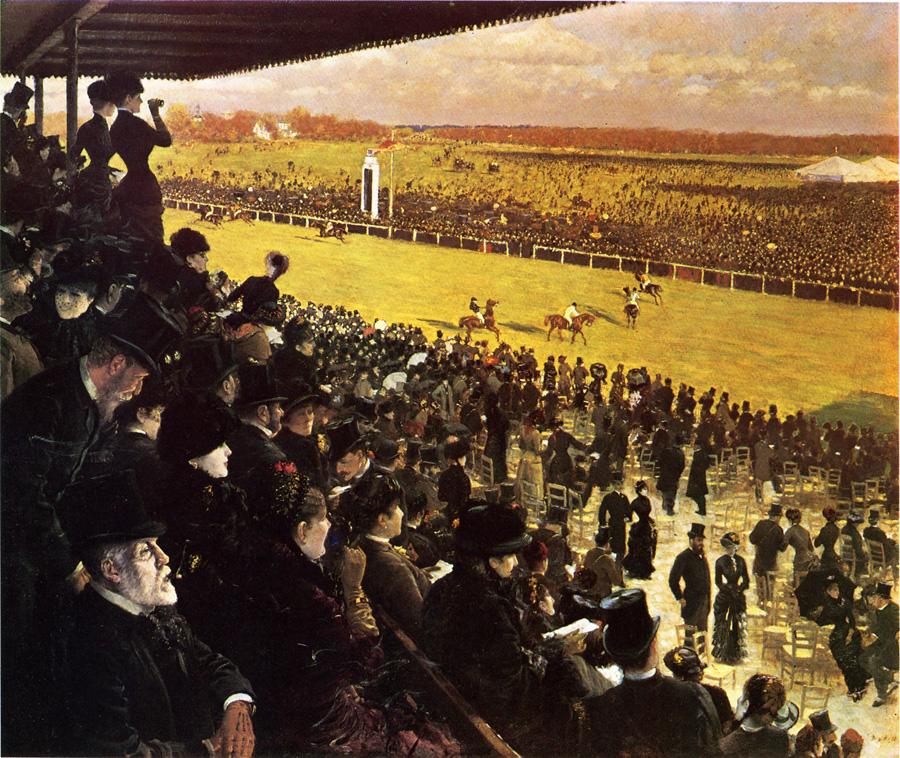 The Races at Longchamps from the Grandstand (1883) - Giuseppe De Nittis Tablo