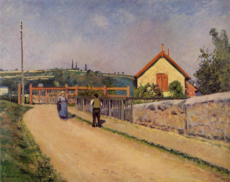 The Railroad Crossing at Les Patis (1873) - Camille Pissarro Tablo