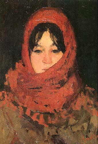 The Red Scarf - Ion Andreescu Tablo