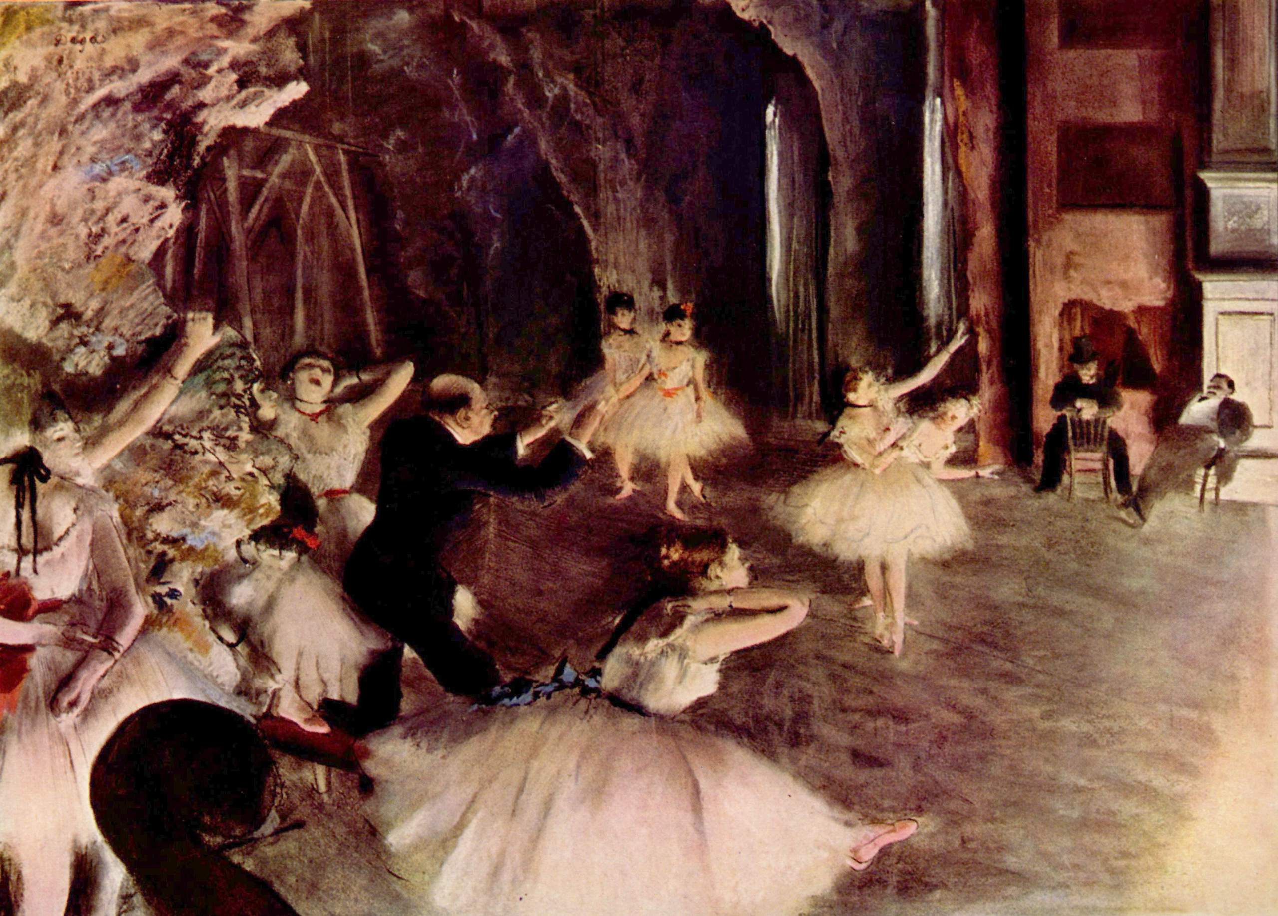 The Rehearsal of the Ballet on Stage (1874) - Edgar Degas Tablo