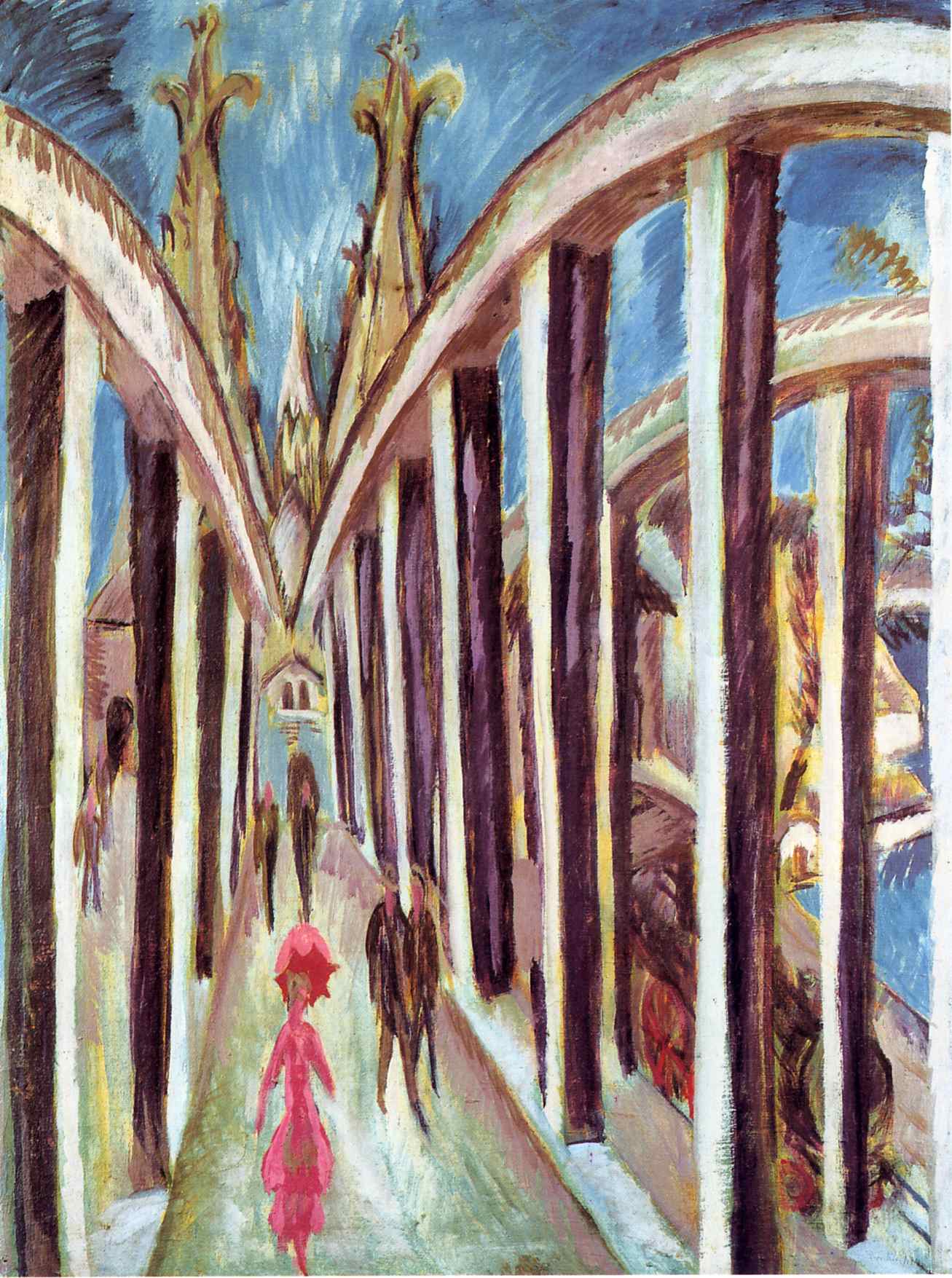 The Rhine Bridge (1914) - Ernst Ludwig Kirchner Tablo
