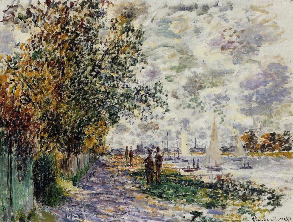 The Riverbank at Petit Gennevilliers (1875) - Claude Monet Tablo