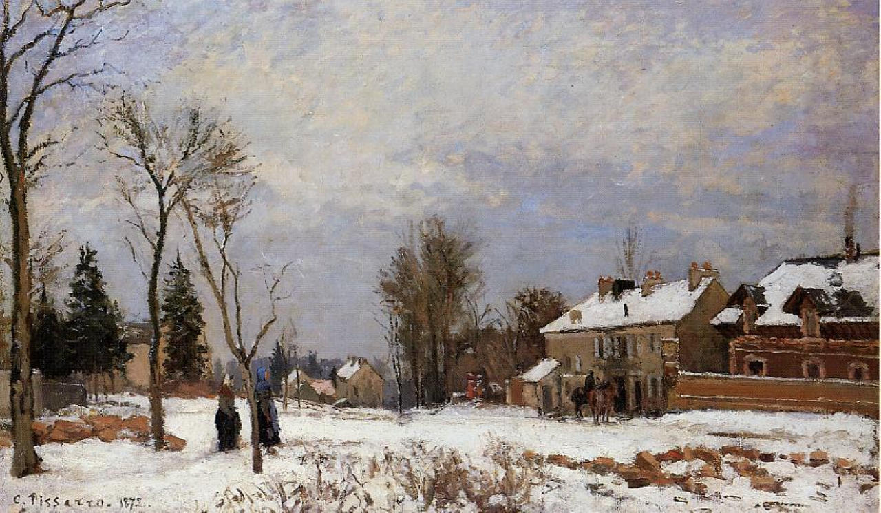 The Road from Versailles to Saint Germain, Louveciennes. Snow Effect (1872) - Camille Pissarro Tablo