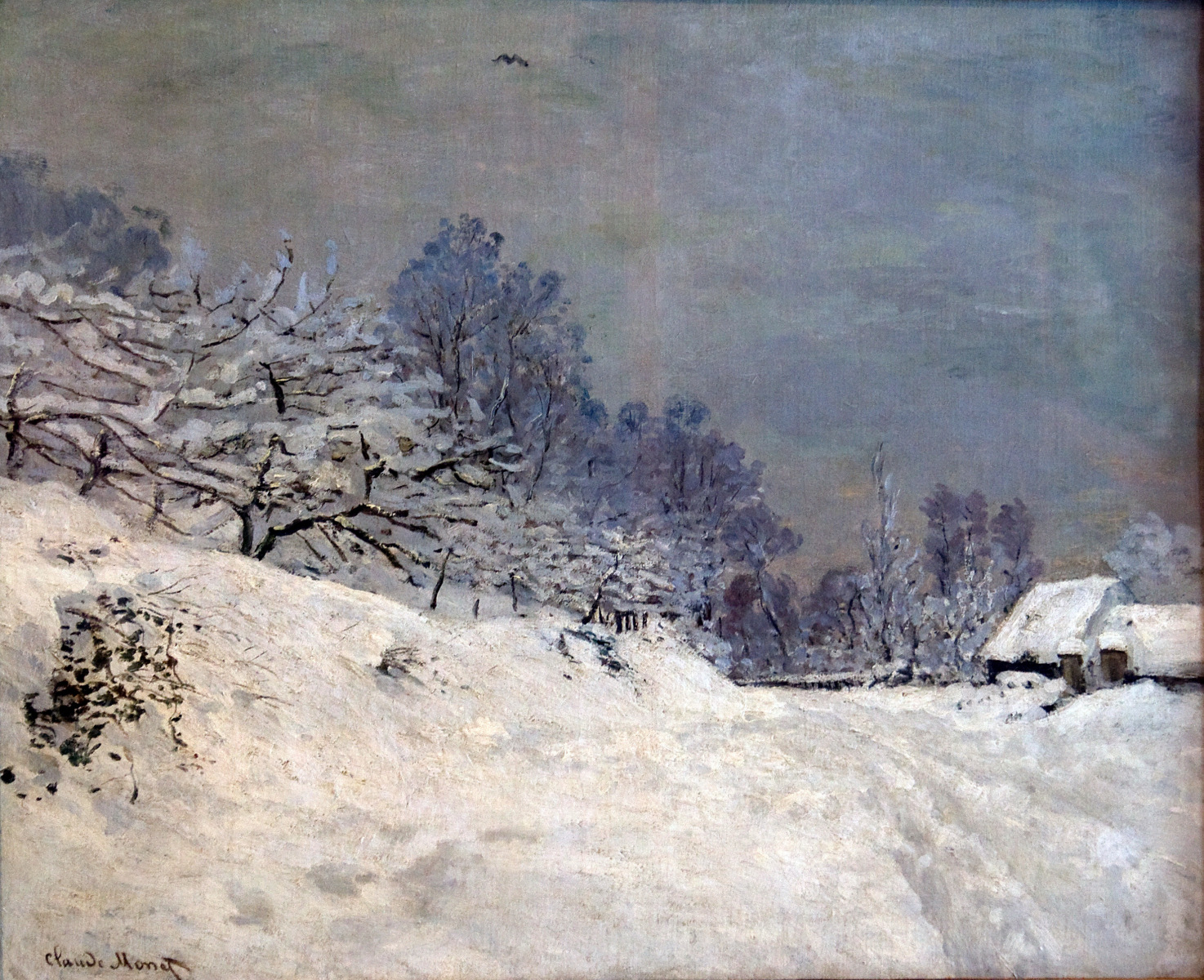 The Road in front of Saint Simeon Farm in Winter (1867) - Claude Monet Tablo