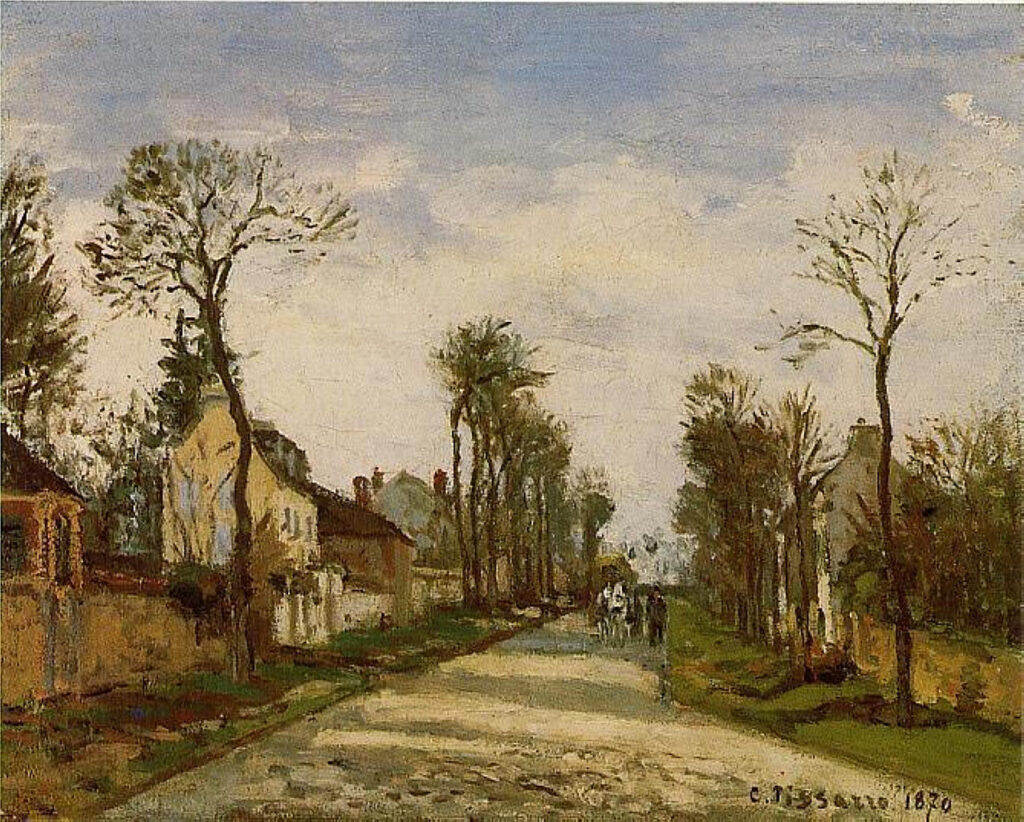 The Road to Versailles at Louveciennes (1870) - Camille Pissarro Tablo