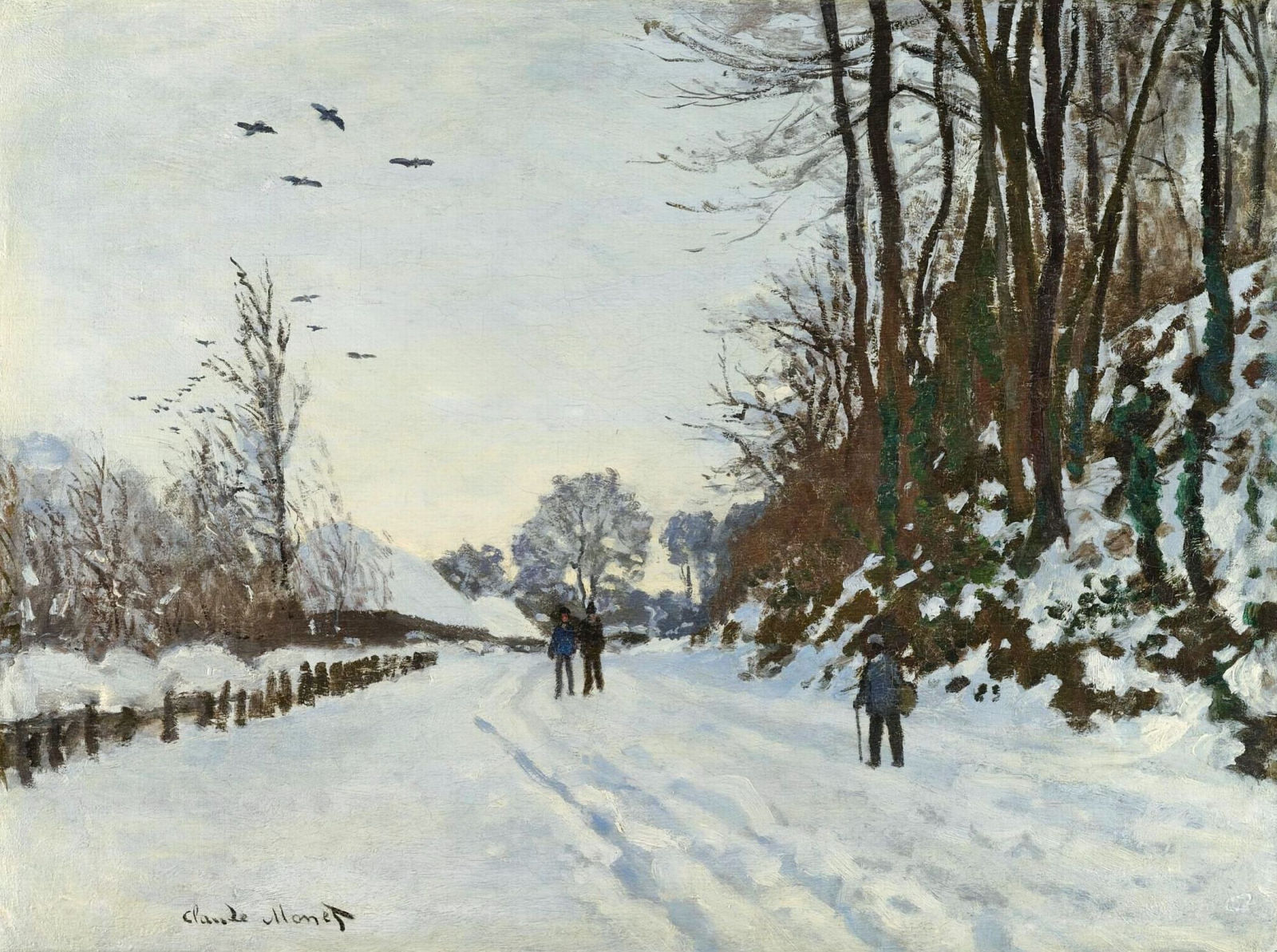 The Road to the Farm of Saint Simeon in Winter (1867) - Claude Monet Tablo