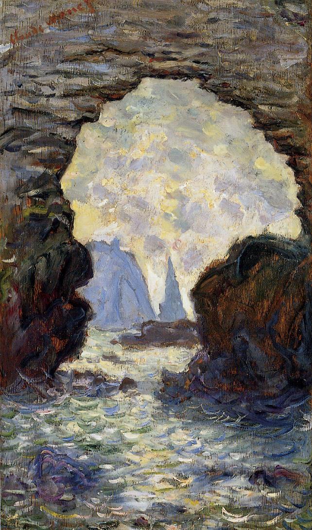 The Rock Needle Seen through the Porte d'Aumont (1885) - Claude Monet Tablo