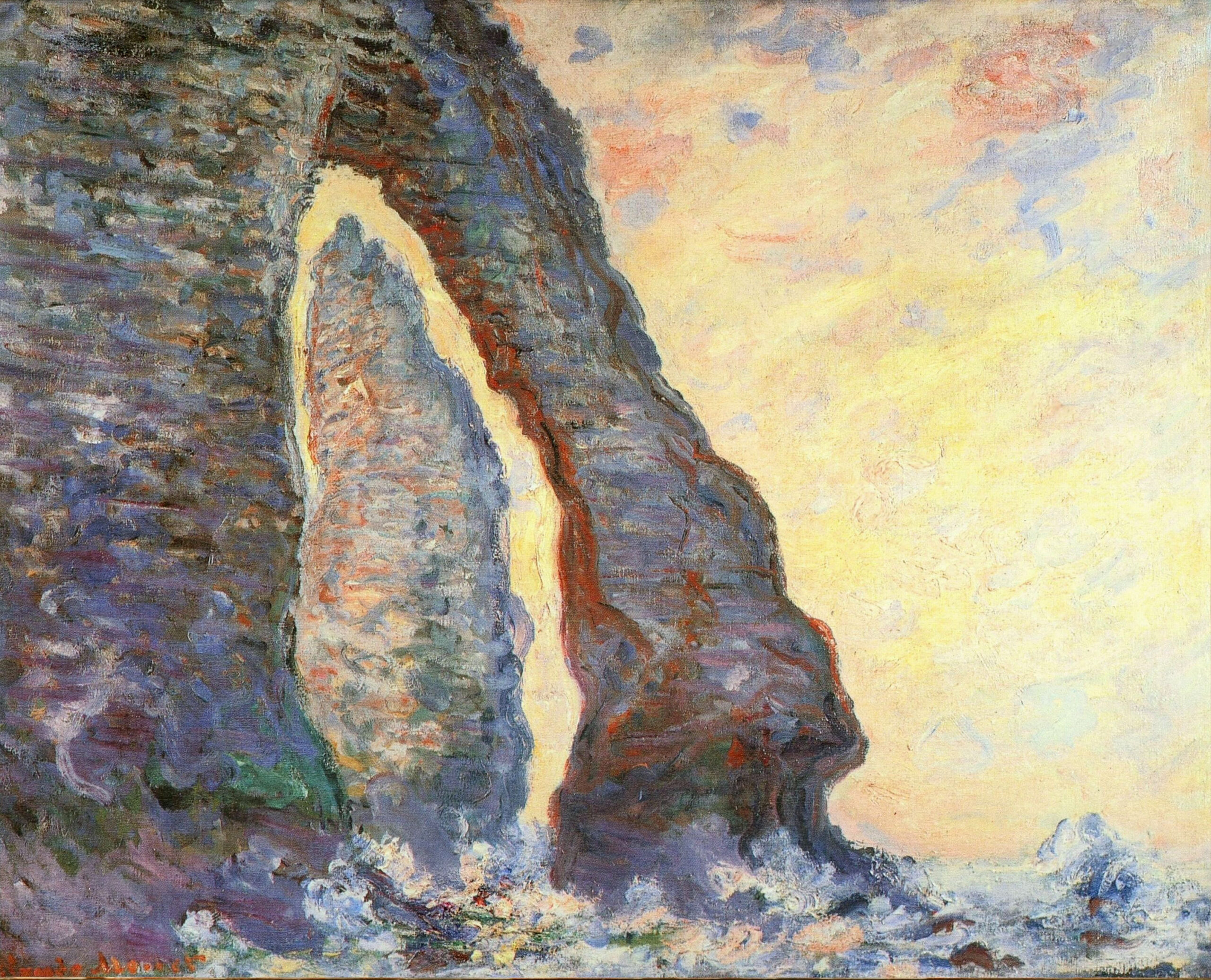 The Rock Needle Seen through the Porte d'Aval (1885) - Claude Monet Tablo