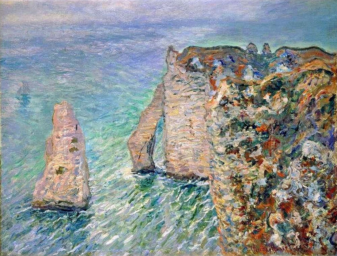 The Rock Needle and the Porte d'Aval (1886) - Claude Monet Tablo