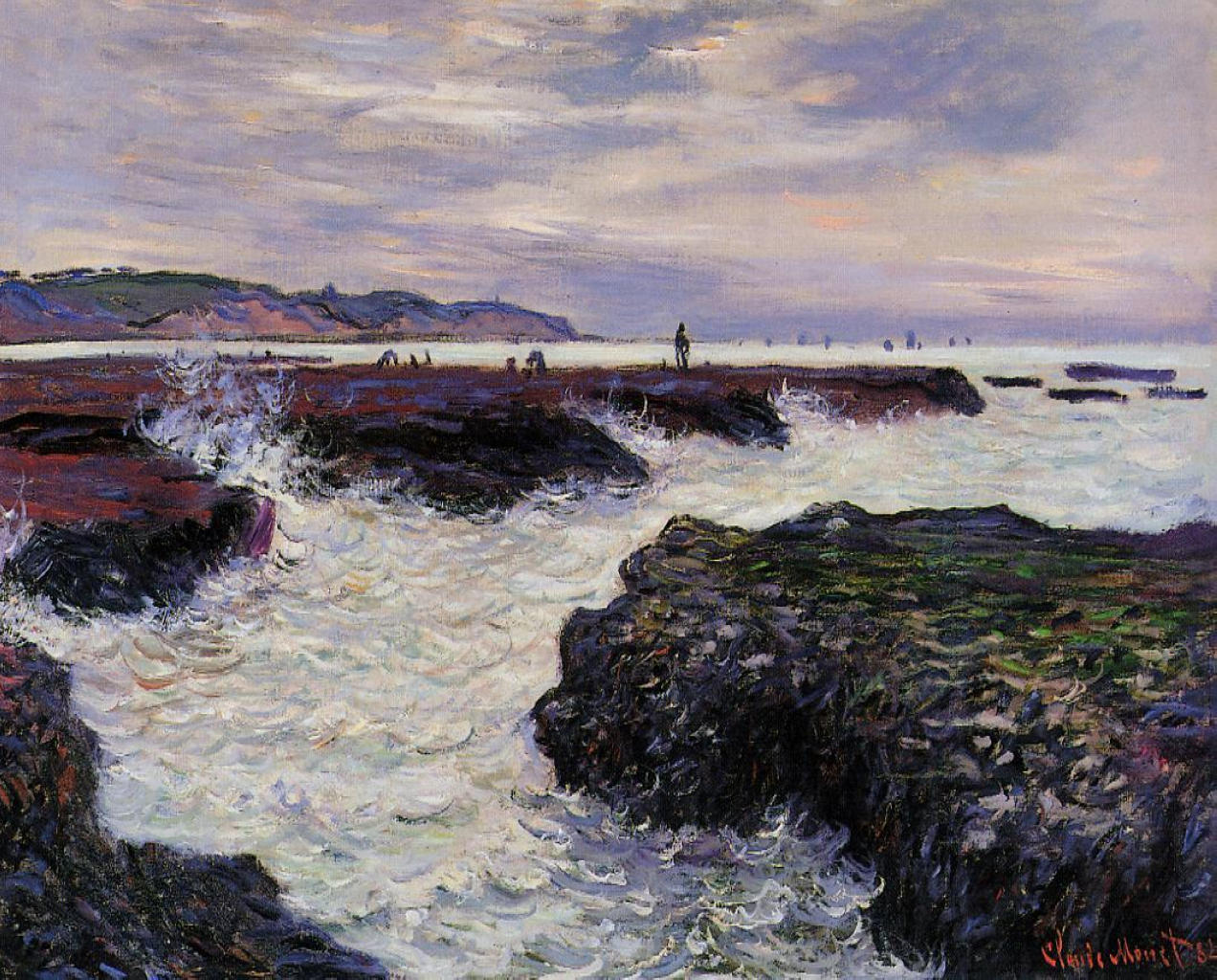 The Rocks at Pourville, Low Tide (1882) - Claude Monet Tablo