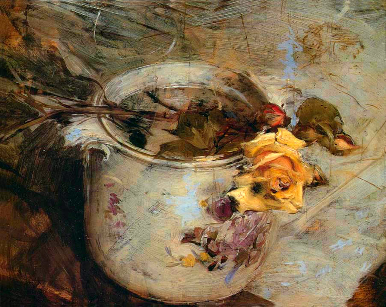 The Rose in Vase of Sassonia (1906) - Giovanni Boldini Tablo