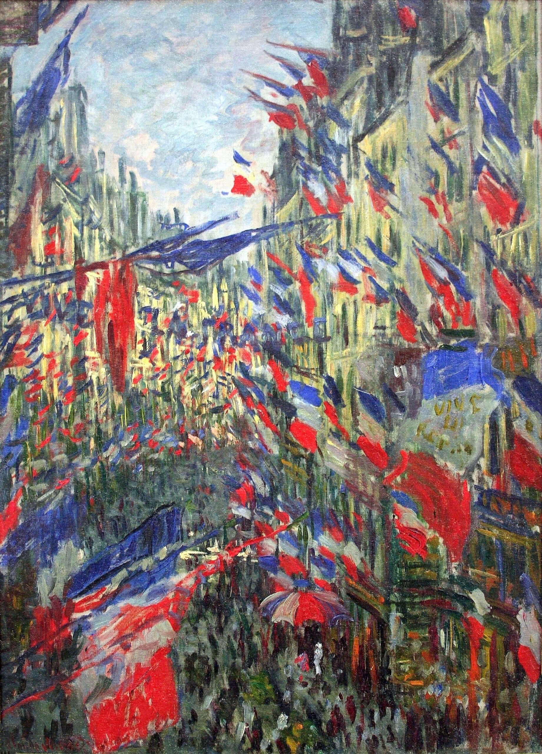 The Rue Montargueil with Flags (1878) - Claude Monet Tablo