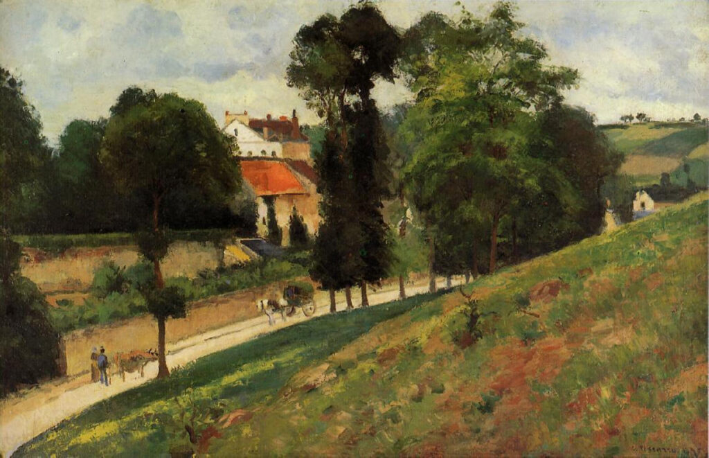 The Saint Antoine Road at l'Hermitage, Pontoise (1875) - Camille Pissarro Tablo