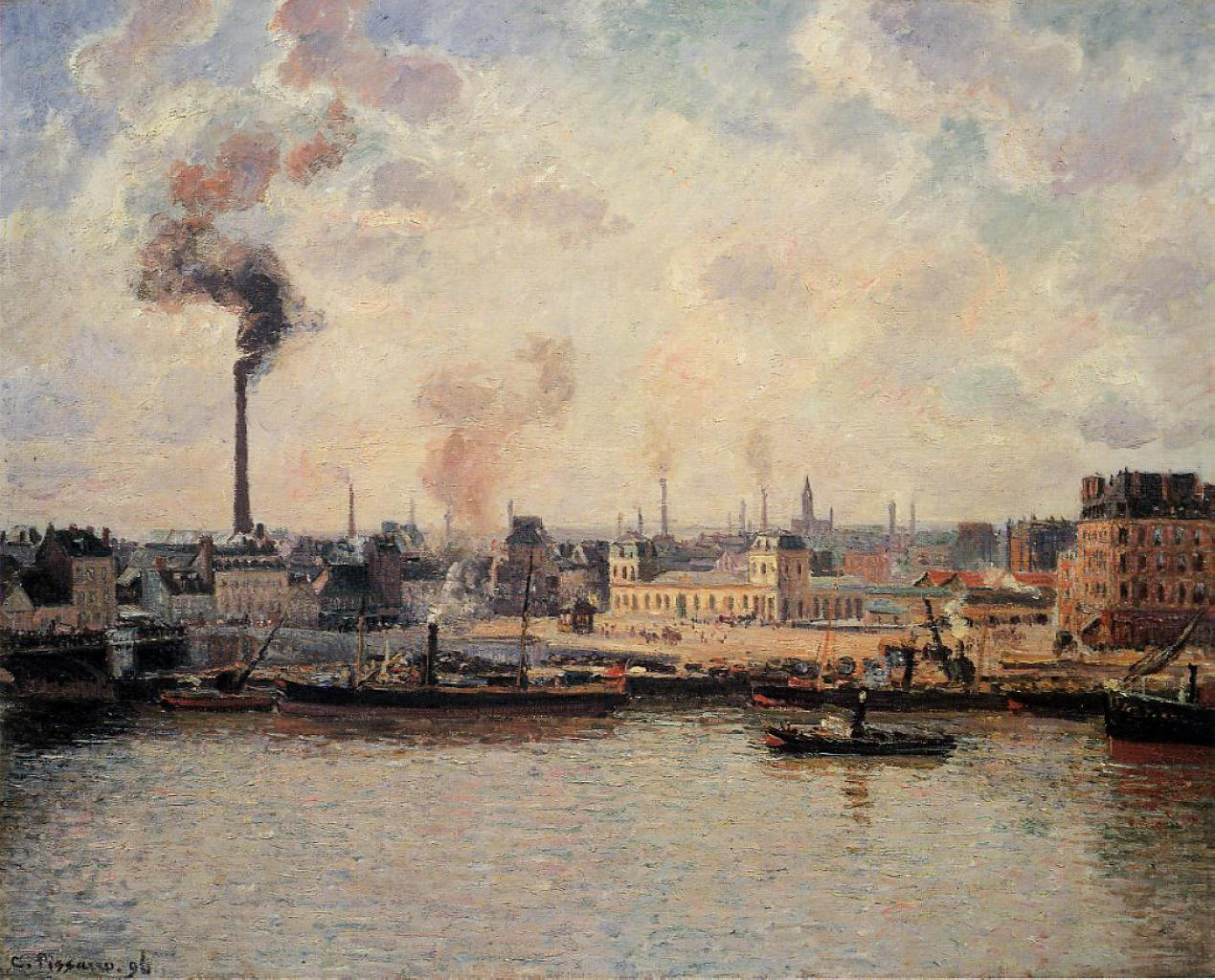 The Saint Sever Quay, Rouen (1896) - Camille Pissarro Tablo