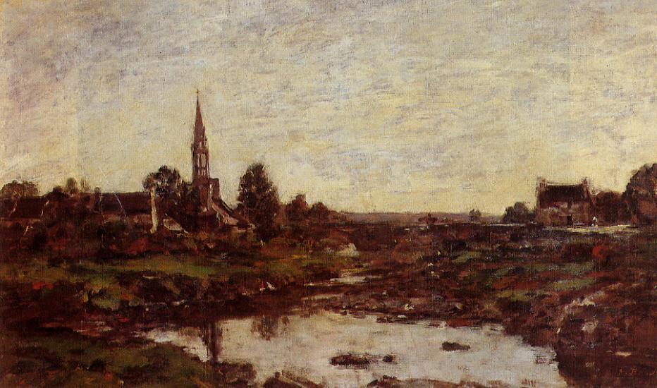 The Saint Simeon Farm (1860) - Eugène Boudin Tablo