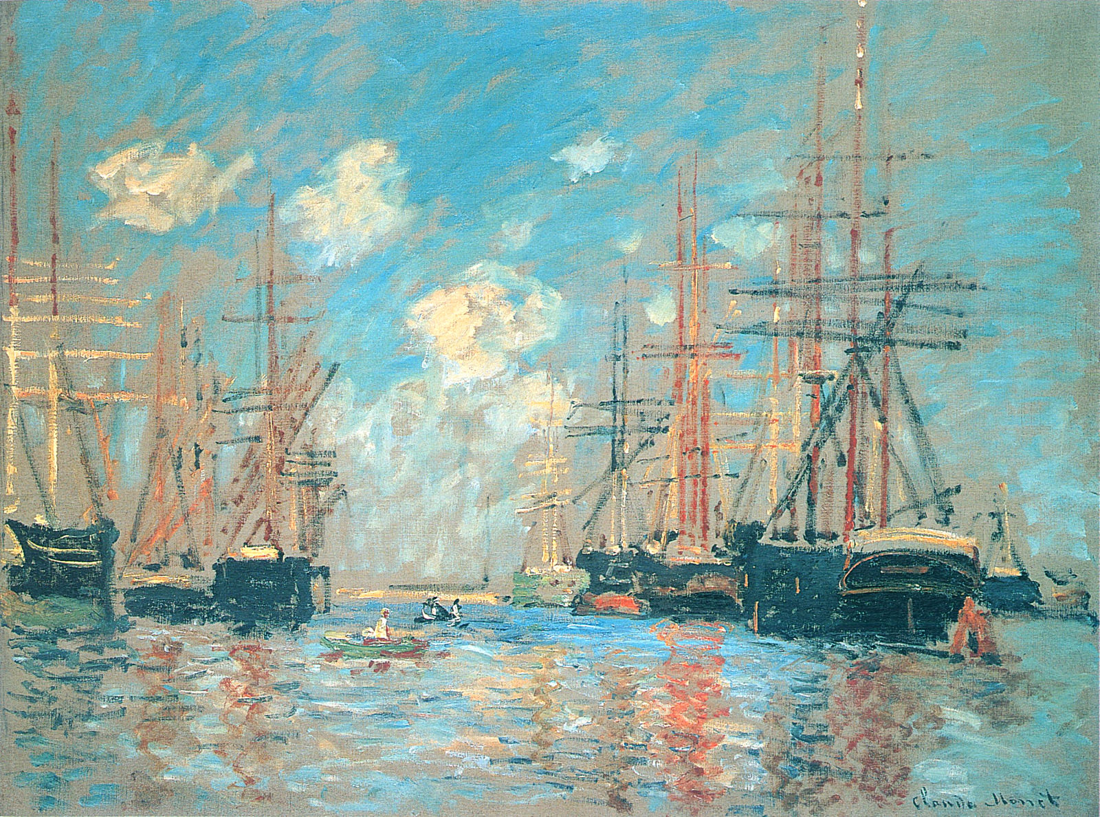 The Sea, Port in Amsterdam (1874) - Claude Monet Tablo