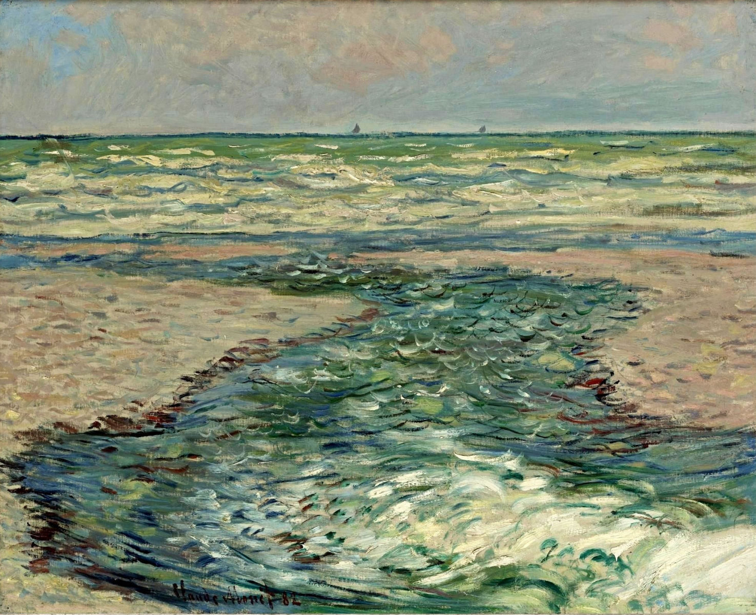 The Seacoast of Pourville, Low Tide (1882) - Claude Monet Tablo