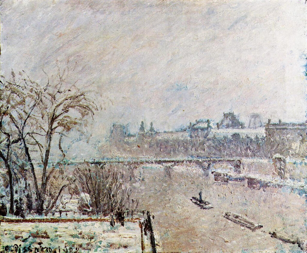 The Seine Viewed from the Pont Neuf, Winter (1902) - Camille Pissarro Tablo