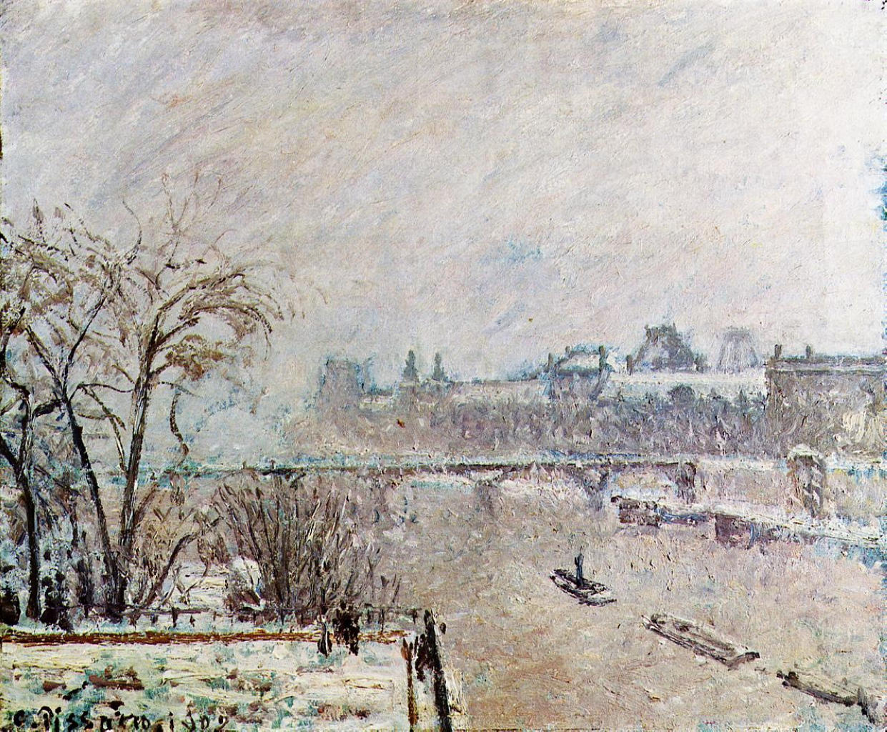 The Seine Viewed from the Pont Neuf, Winter (1902) - Camille Pissarro Tablo