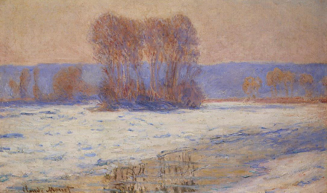 The Seine at Bennecourt, Winter (1893) - Claude Monet Tablo