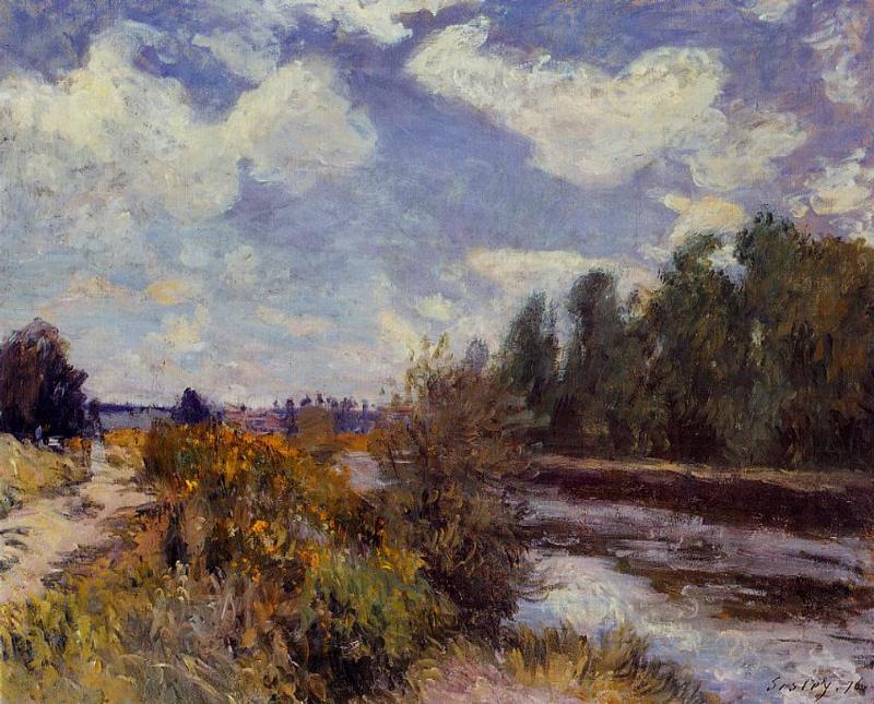 The Seine at Bougival (1876) - Alfred Sisley Tablo