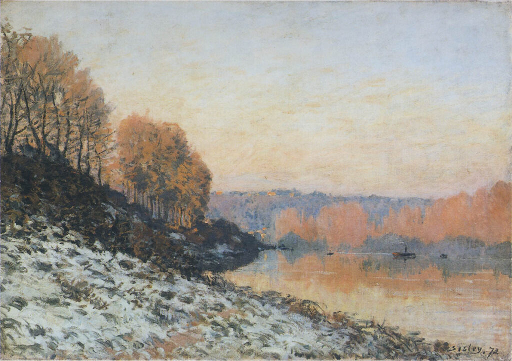 The Seine at Bougival in Winter (1872) - Alfred Sisley Tablo