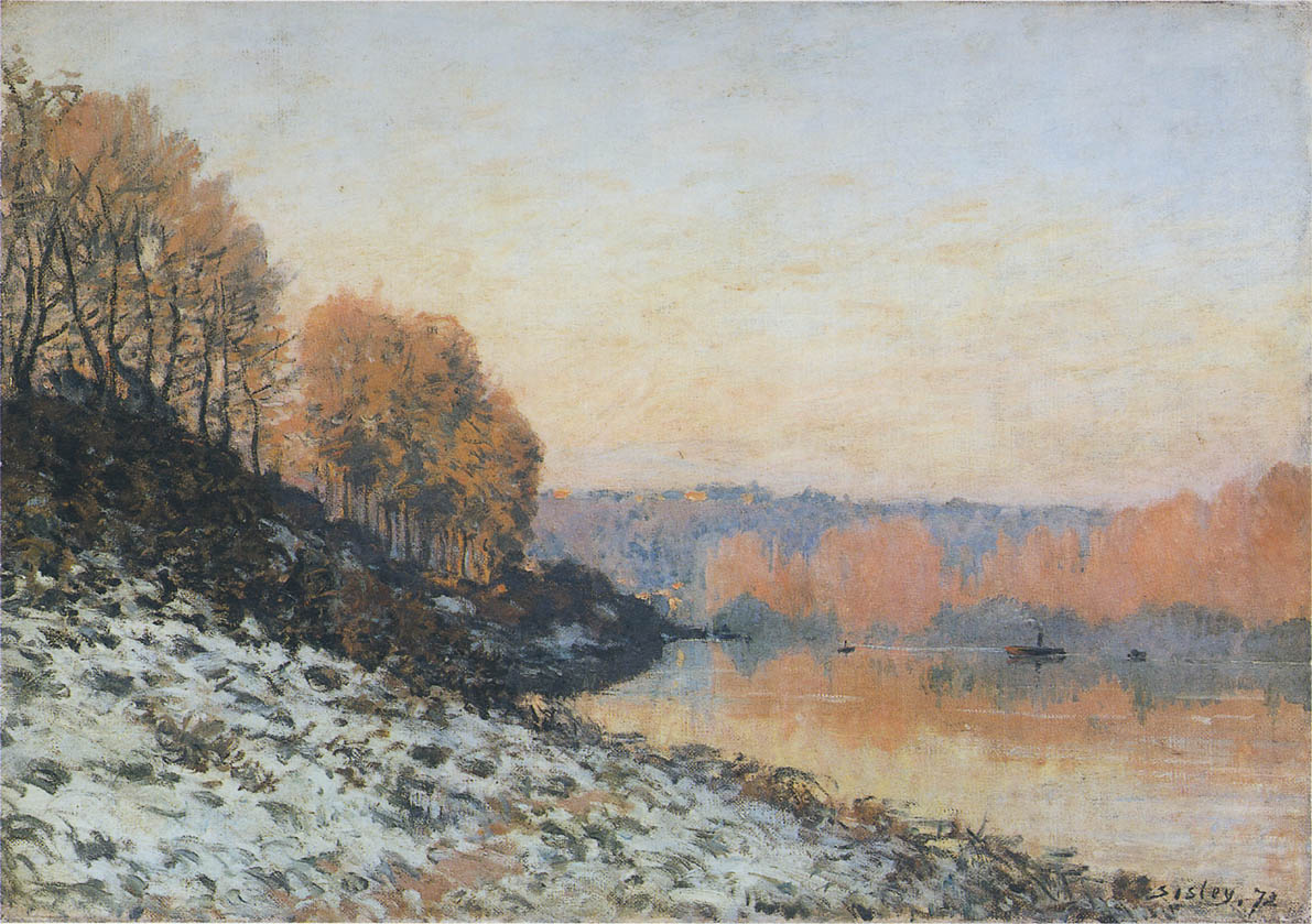 The Seine at Bougival in Winter (1872) - Alfred Sisley Tablo
