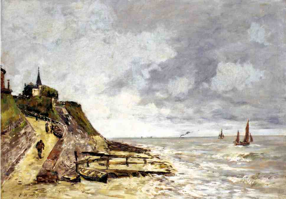 The Seine at Caudebec en Caux (1889) - Eugène Boudin Tablo