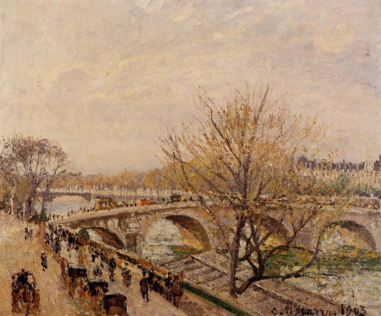 The Seine at Paris, Pont Royal (1903) - Camille Pissarro Tablo