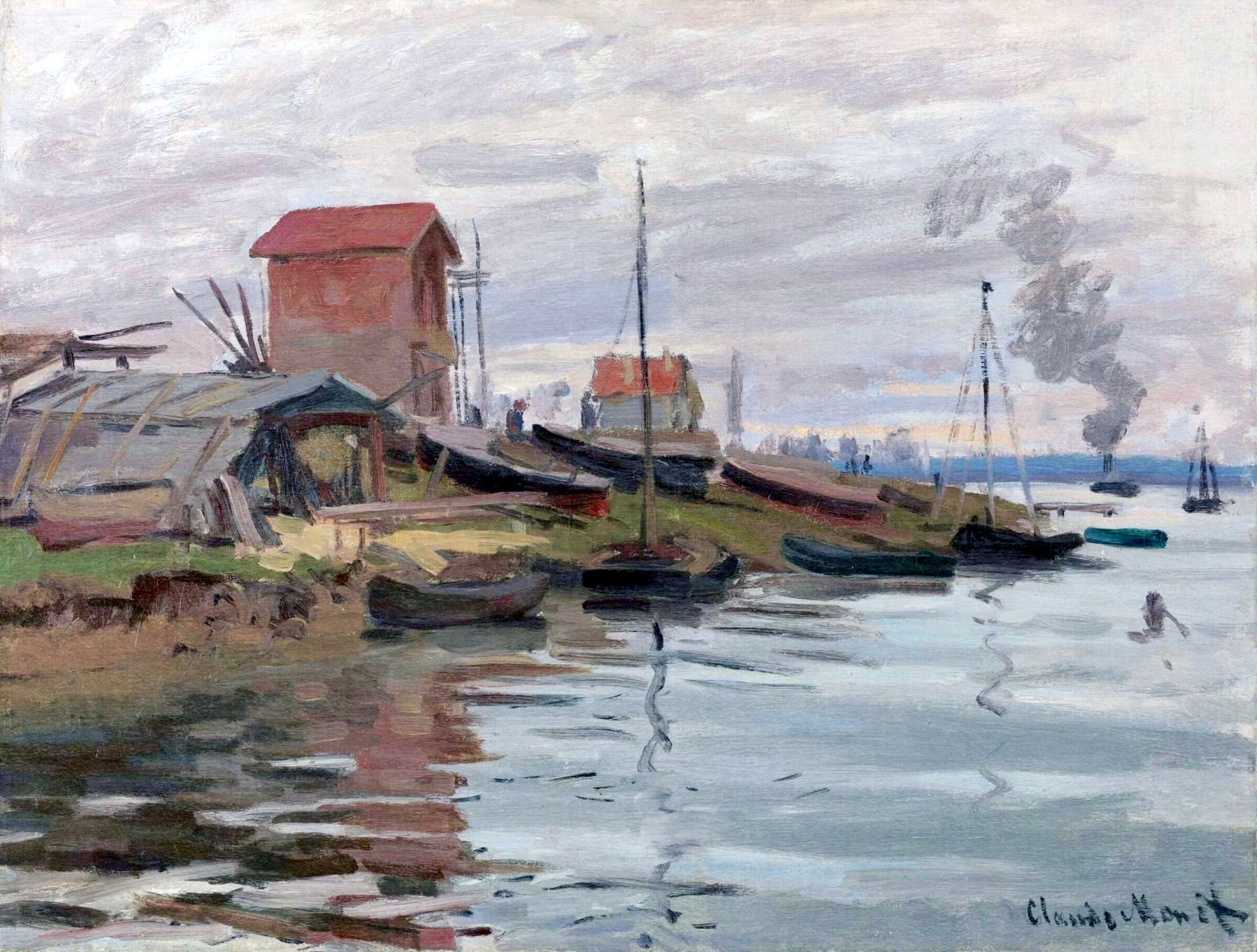 The Seine at Petit Gennevilliers (1872) - Claude Monet Tablo
