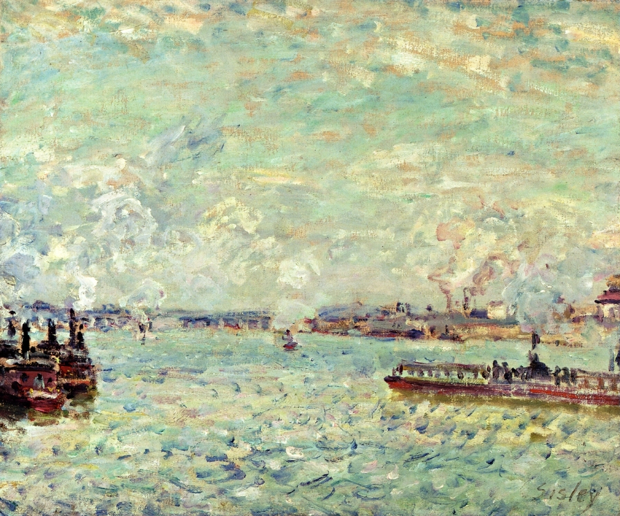 The Seine at Point du Jour (1878) - Alfred Sisley Tablo