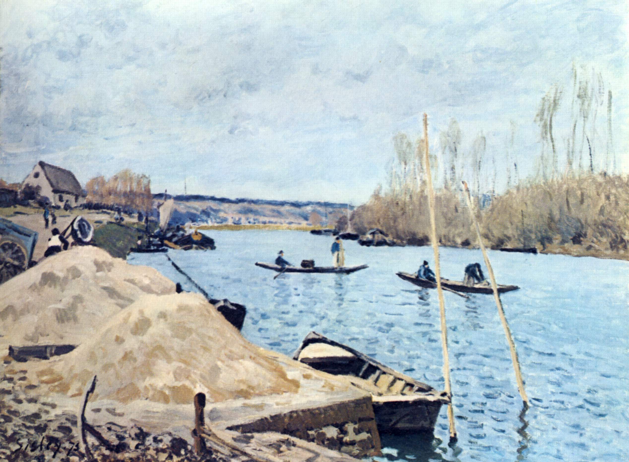 The Seine at Port Marly sand piles (1875) - Alfred Sisley Tablo