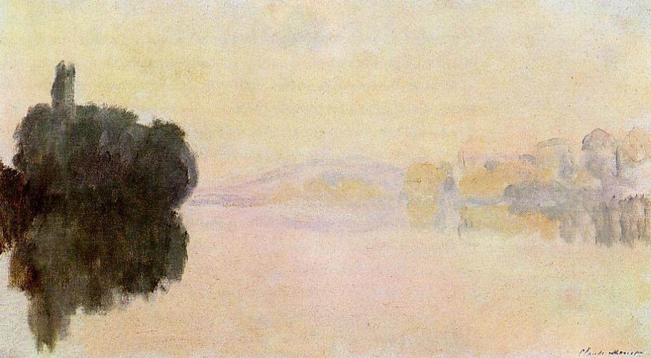 The Seine at Port Villez, Pink Effect (1894) - Claude Monet Tablo