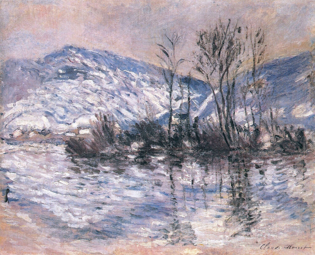 The Seine at Port Villez, Snow Effect 02 (1885) - Claude Monet Tablo