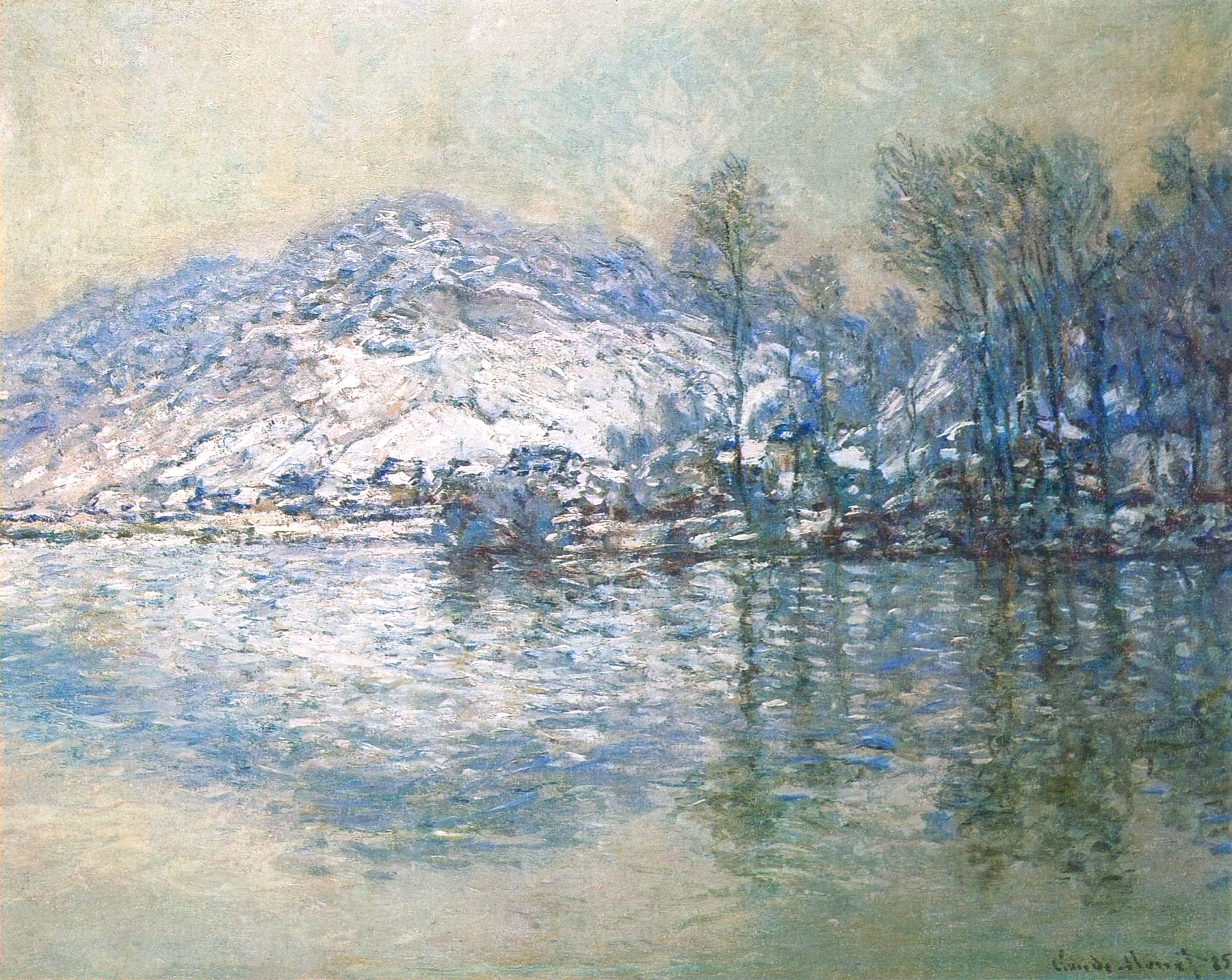 The Seine at Port Villez, Snow Effect (1885) - Claude Monet Tablo