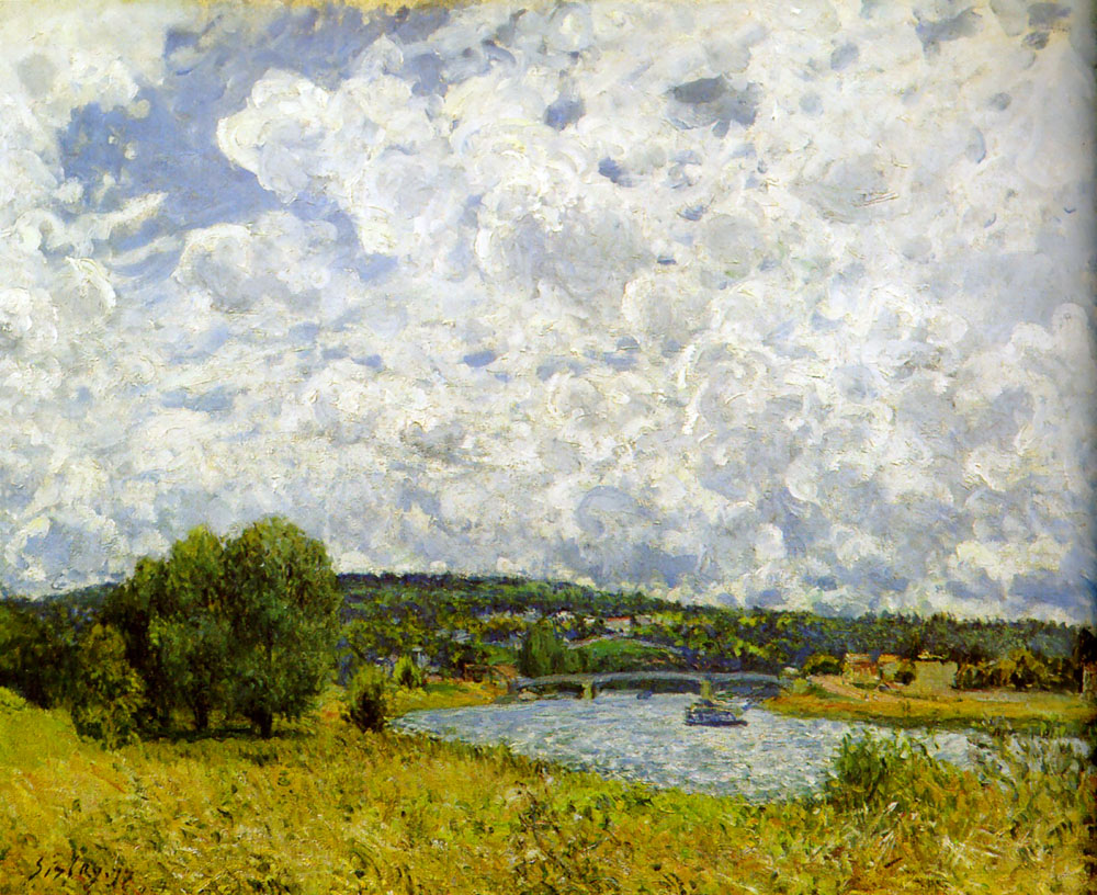 The Seine at Suresnes (1877) - Alfred Sisley Tablo