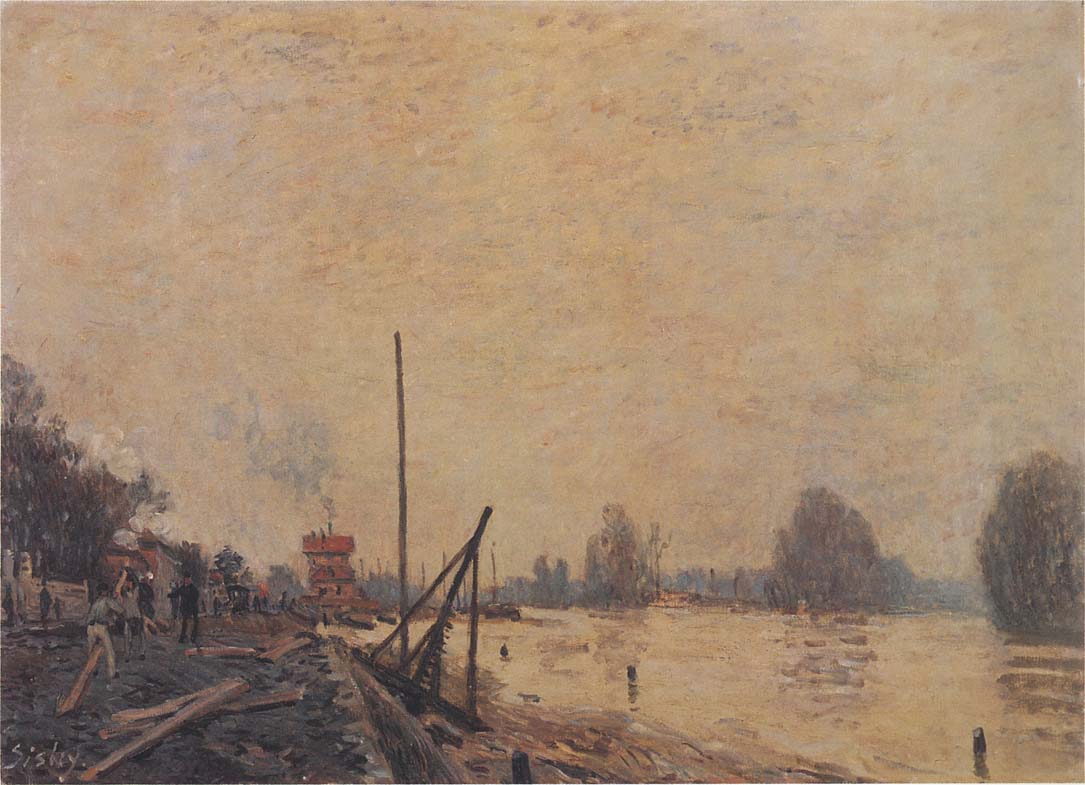 The Seine at Suresnes (1880) - Alfred Sisley Tablo