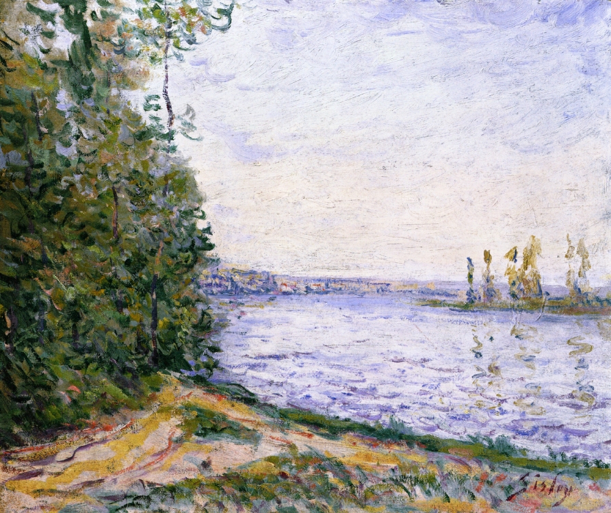 The Seine near By - Alfred Sisley Tablo