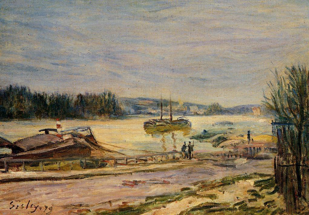 The Seine near Saint Cloud, High Water (1879) - Alfred Sisley Tablo