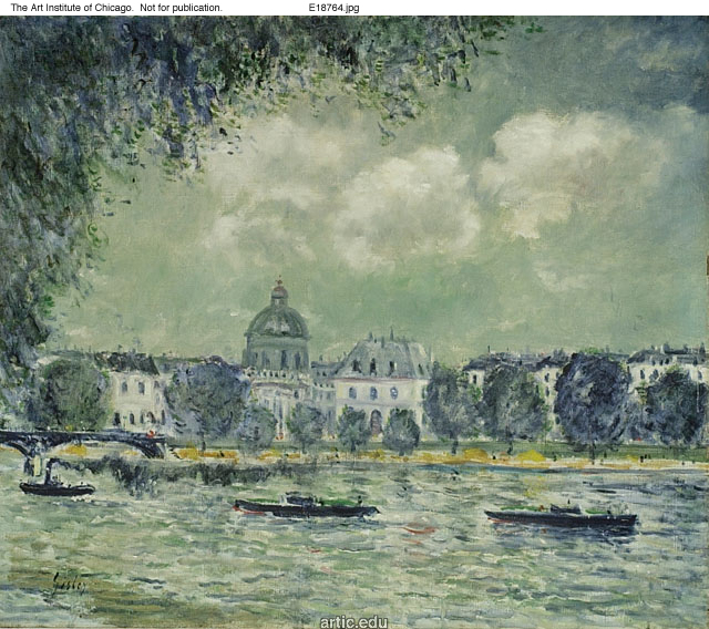 The Seine with the Institute of France (1870) - Alfred Sisley Tablo