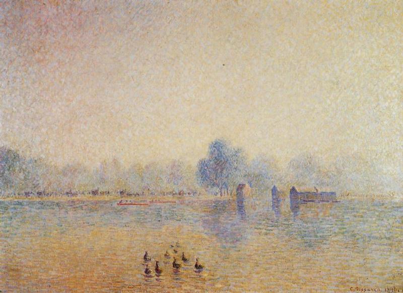 The Serpentine, Hyde Park, Fog Effect (1890) - Camille Pissarro Tablo