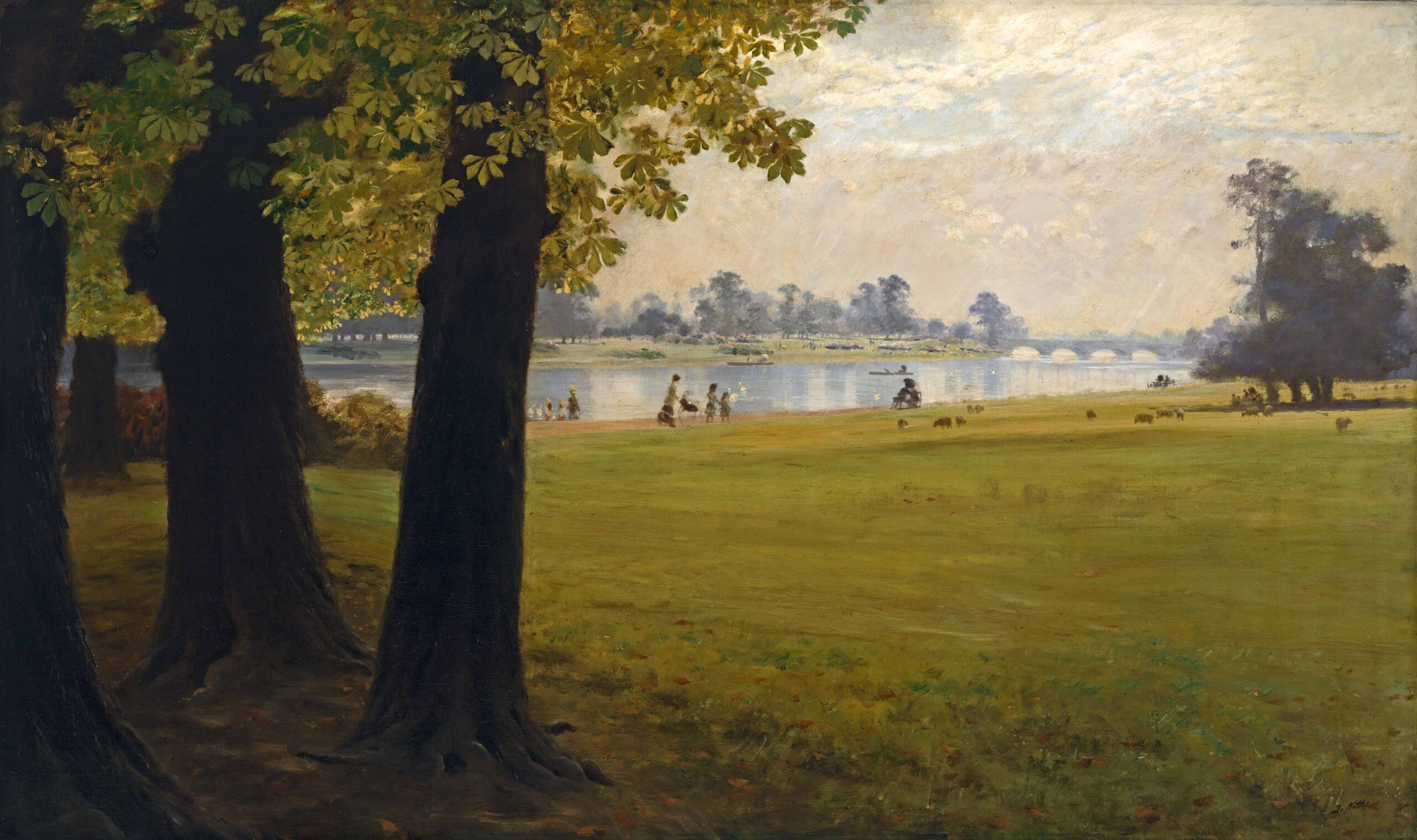 The Serpentine, Hyde Park, London (1874) - Giuseppe De Nittis Tablo