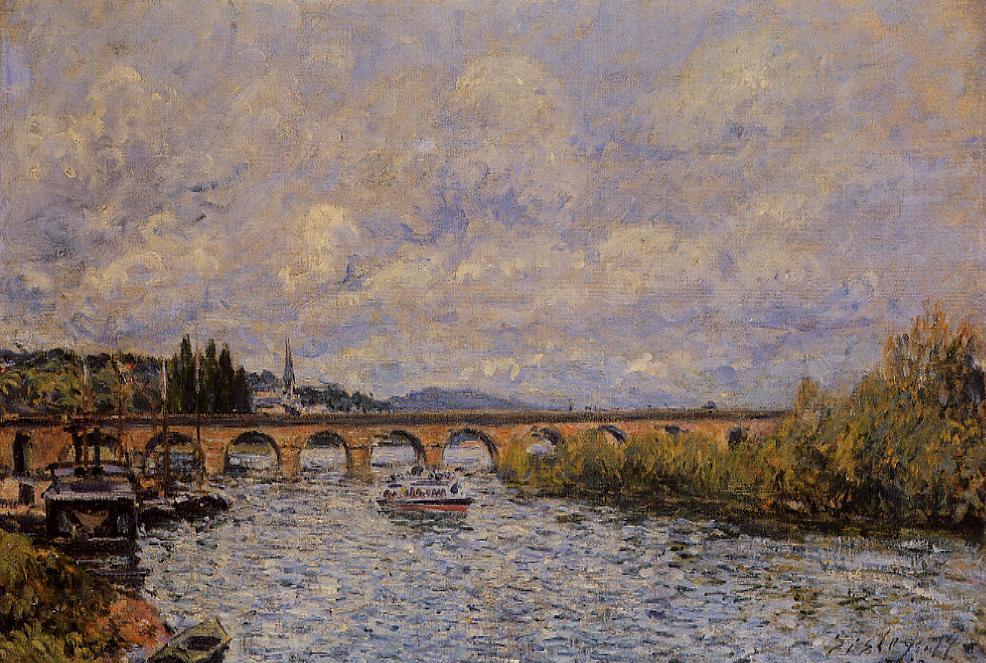 The Sevres Bridge (1877) - Alfred Sisley Tablo