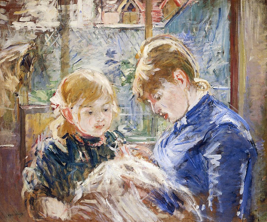 The Sewing Lesson (aka The Artist's Daughter, Julie, with Her Nanny) (1884) - Berthe Morisot Tablo