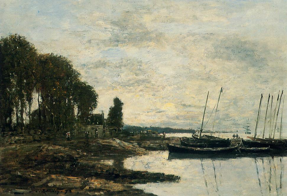 The Shore at Plougastel (1872) - Eugène Boudin Tablo