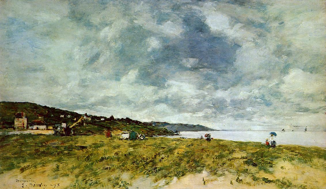 The Shore at Tourgeville (1893) - Eugène Boudin Tablo