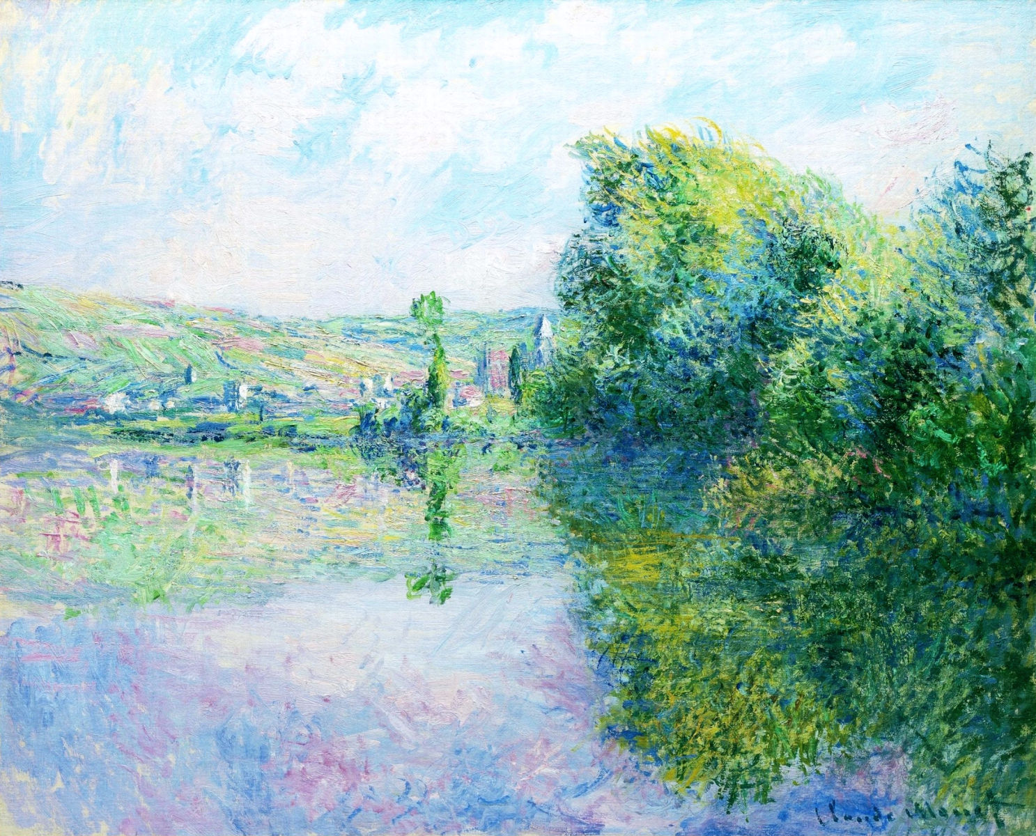 The Siene at Vetheuil (1880) - Claude Monet Tablo